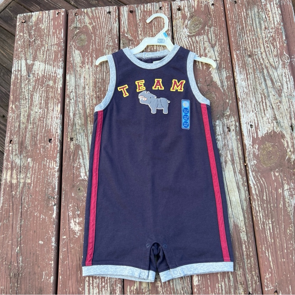 Gymboree Unisex Team Rhino 100% Cotton Sleeveless Casual Romper|Size:18-24 Mos